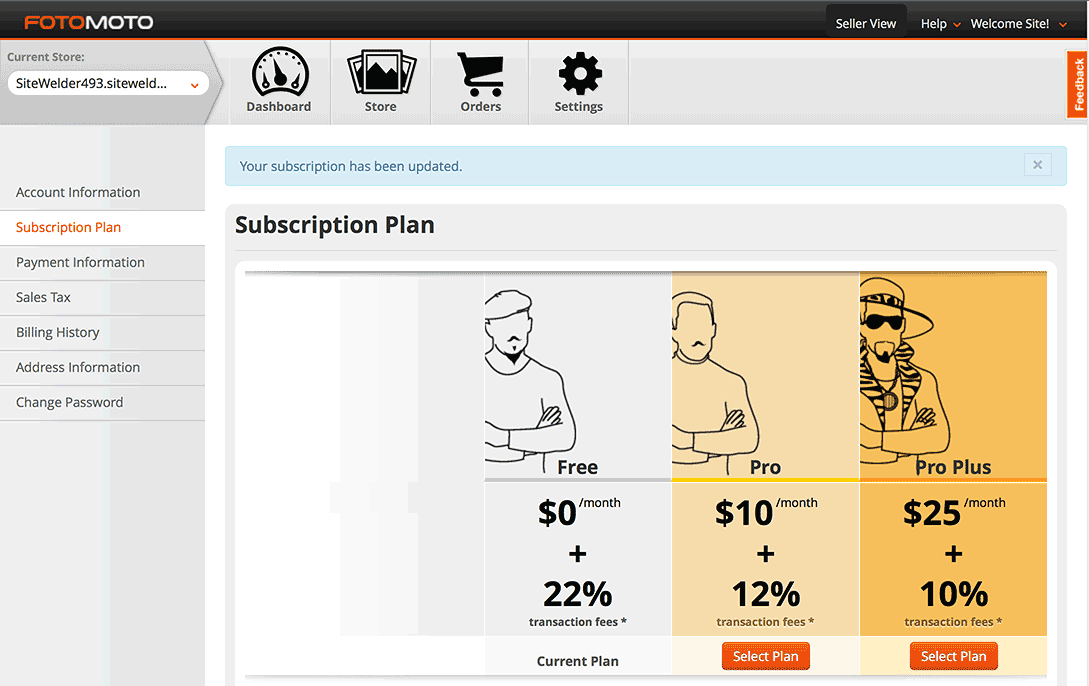 Fotomoto subscription plan